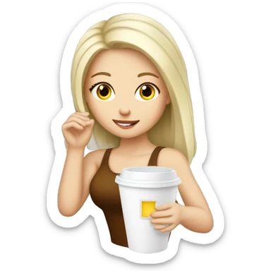 White girl drink from cup sticker