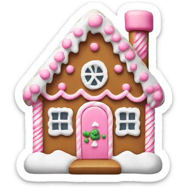 Cute gingerbread house with pink and white accents  sticker