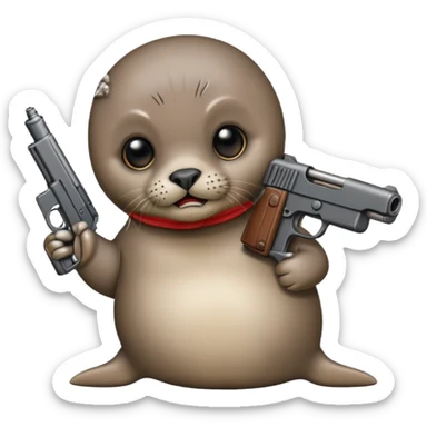 Angry baby seal with a gun sticker