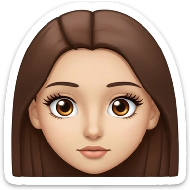 Chica morena clara, ojos cafes con pestañas grandes y pelo lacio y largo color cafe oscuro sticker