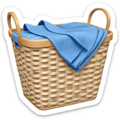 white LAUNDRY BASKET WITH FOLDED blue CLOTHES sticker