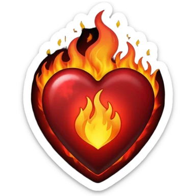 Black Heart on fire sticker