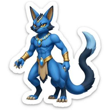 Lucario-Bastet-Fakémon-hybrid-creature (full body)  sticker