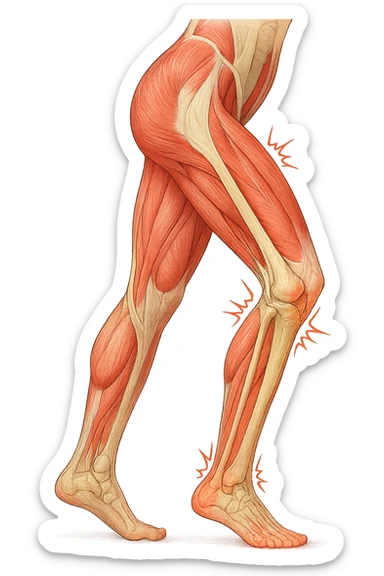 PRENDI SPUNTO DALLA FOTO E FAMMI A LIVELLO ANATOMICO LA GAMBA IN SOVRACCARICO sticker