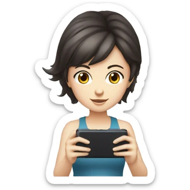 dark haired white girl playing nintendo ds sticker