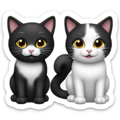 Total black and total white cats together sticker