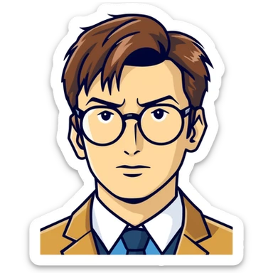Tenth Doctor from Doctor Who wearing glasses sticker