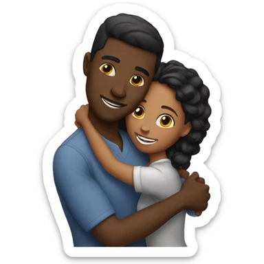 Black couple hugging  sticker