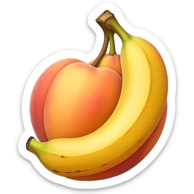 Banana inside of peach sticker