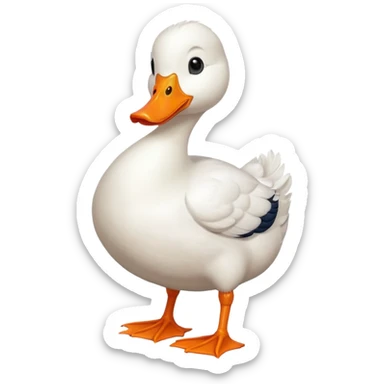 white duck emoji, standing and smiling sticker