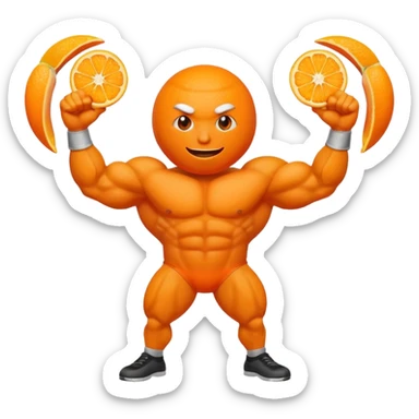  orange  with a face  had strong arms and legs sticker