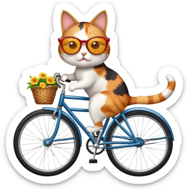 Cat riding a bike in Spain with sunglasses sticker