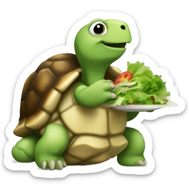 Tortoise eats salad sticker