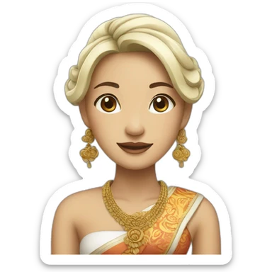 balinese woman in traditional dress but white skin sticker