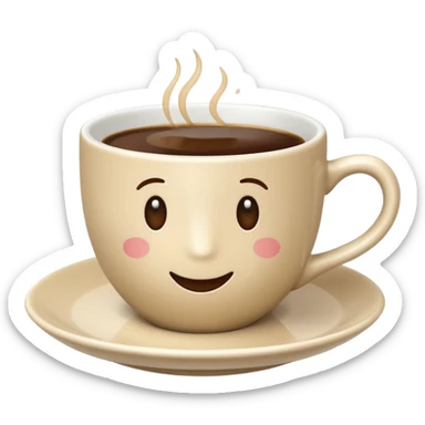 light beige classic coffee cup on saucer, no decoration, emoji style sticker