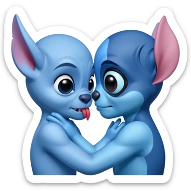 Angel and stitch kissing  sticker