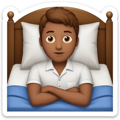 Um homem deitado,com o corpo inteiro ,deitado reto,mas com ele deitado na cama sticker