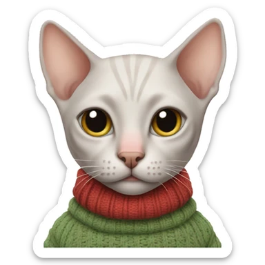 hairless cat in a sweater  sticker