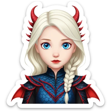 Targaryen Princess with blue eyes and a black and red dragon dress. sticker
