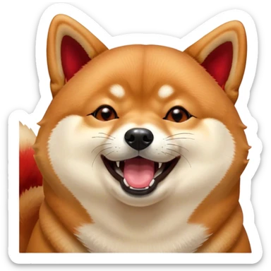 Cinematic Cute Yawning Shiba Inu Portrait Emoji, Head tilted slightly with a dramatic, wide-open yawn, showcasing a vibrant red fur with a soft creamy underbelly, floppy ears slightly drooping, round brown eyes barely open in drowsy contentment, Simplified yet irresistibly adorable features, highly detailed, glowing with a soft, cozy glow, high shine, relaxed yet expressive, stylized with a touch of whimsy, bright and endearing, soft glowing outline, capturing the essence of a sleepy yet affectionate companion, so drowsy it feels like it could stretch out of the screen and curl up for a nap! sticker