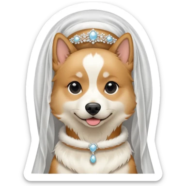 bride dog with white veil sticker