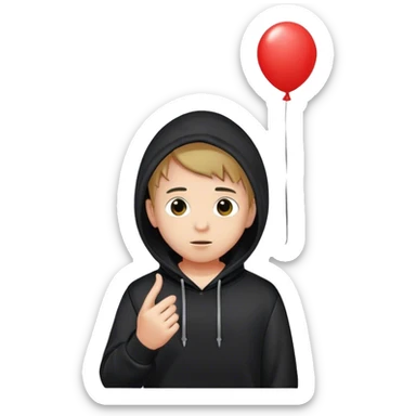 boy with balloon in hoodie sticker