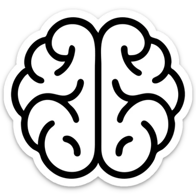 stylized brain icon, minimal, outlined, modern sticker