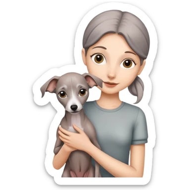 girl holding all grey Italian greyhound sticker