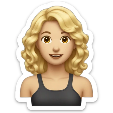 Une fille blonde aux cheveux ondulé sticker