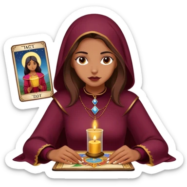 girl reading tarot Burgundy sticker