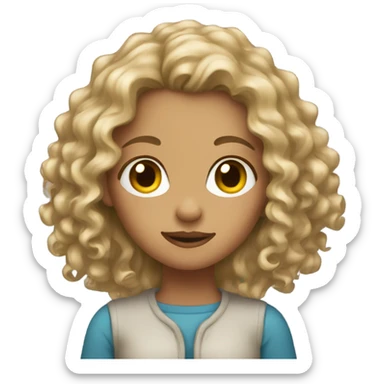 girl with curly dirty blonde hair sticker