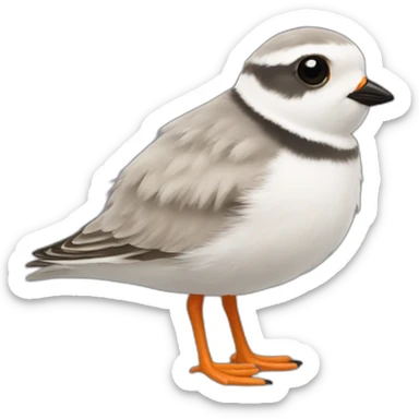 Piping plover cute fluffy sticker