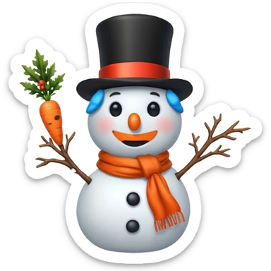 A classic snowman with carrot nose and coal smile. sticker