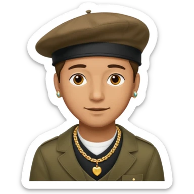 man with beret and necklacesuperhero with necklace sticker