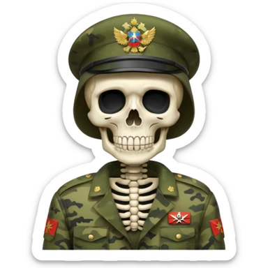 generate a realistic skeleton in Russian military camouflage sticker