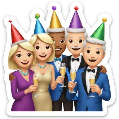 a gathering of middle aged adults sticker