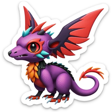  exotic tropical cyber-Litten-Noivern-Stitch-Noibat-Trico-Fakémon-Pokémon-Vernid-creature sticker