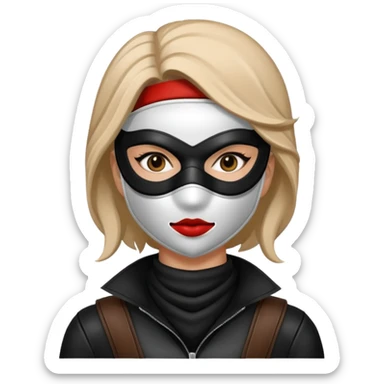 mask wearing woman robber sticker