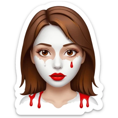 Brown Hair Woman , white paint , drip, face, hot  Sexy, lips sticker