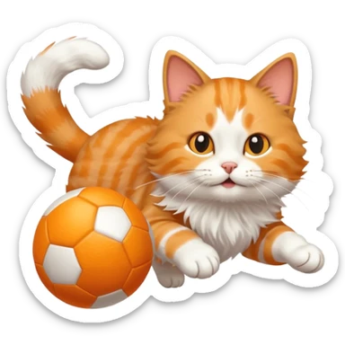 A cat chasing a ball that looks like the uploaded image sticker