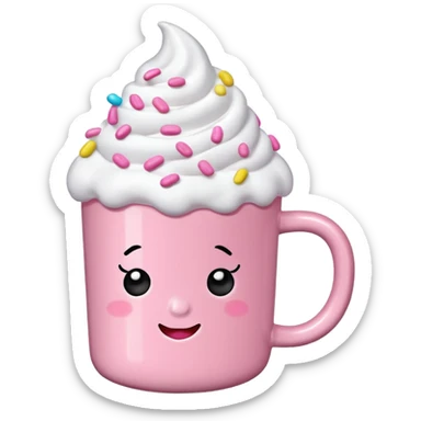 Marshmallow pink hot chocolate no face sticker