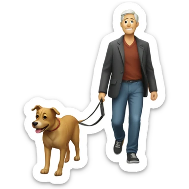Dog walking a man sticker
