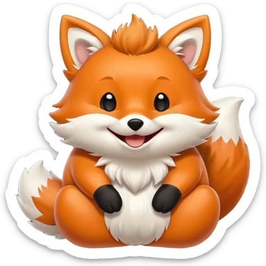 Floofy the Creampuff fox blackish away laughing, chubby. Black paws orange color sticker