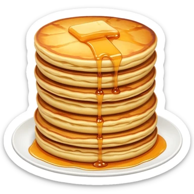 stack of cheese pancakes with syrup sticker