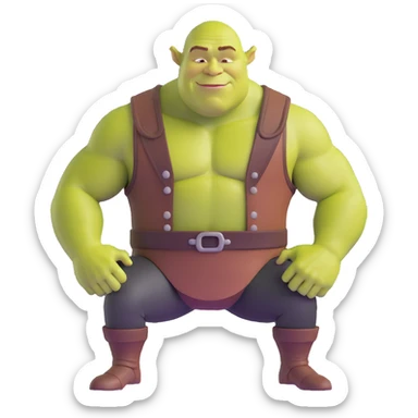very muscular Shrek soothing Elon Musk sticker