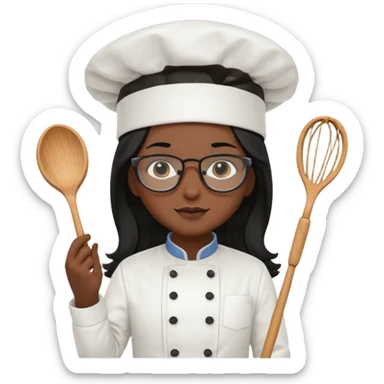 Profesora de pastelería morena con gafas y pelo negro largo sticker