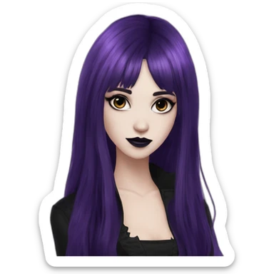 Elissabat-with-bangs-long-hair-dark-purple-and-black-vampire-goth-makeup-pinkeyes-romanticgothcloses- sticker