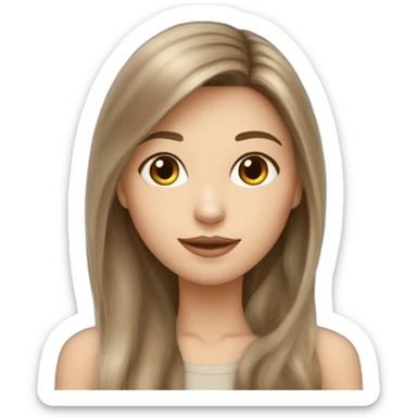 Girl-long-hair-brunette-and-a-cat-angora-beige sticker