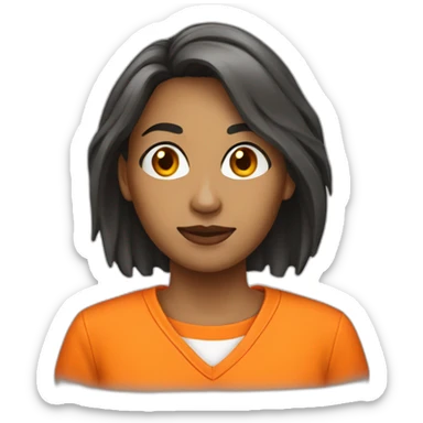 female prisoner in orange jumpsuit mugshot sticker