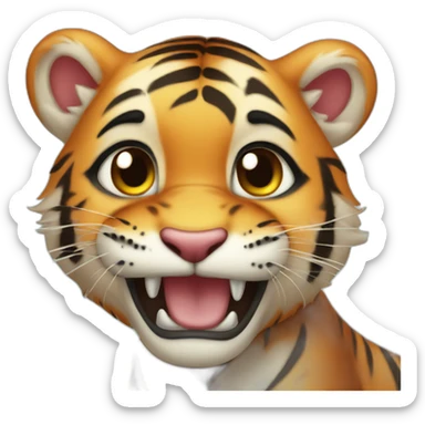 baby tiger with 2 teeth sticker